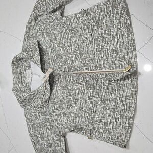 Madison Hill Zip-Up Cardigan - White and Gree 3/4  Bell Sleeves SzM New With Tag